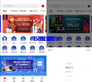 汉城海外/海外商城外贸多语言商户入驻运营版本带客服系统电商网站运营级别