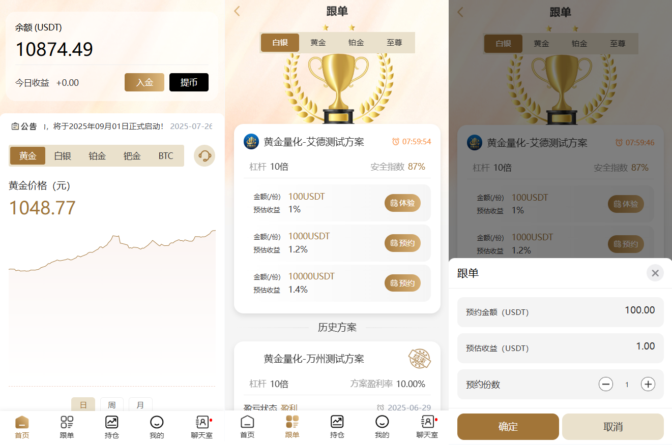 黄金投资跟单系统/投资理财/推广分销/聊天室-汉城海外源码
