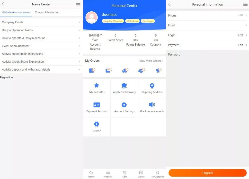 图片[3]-抖音/电商卷抢购回收系统源码：多语言投资理财商城UI定制与订单自动回收解决方案-汉城海外源码